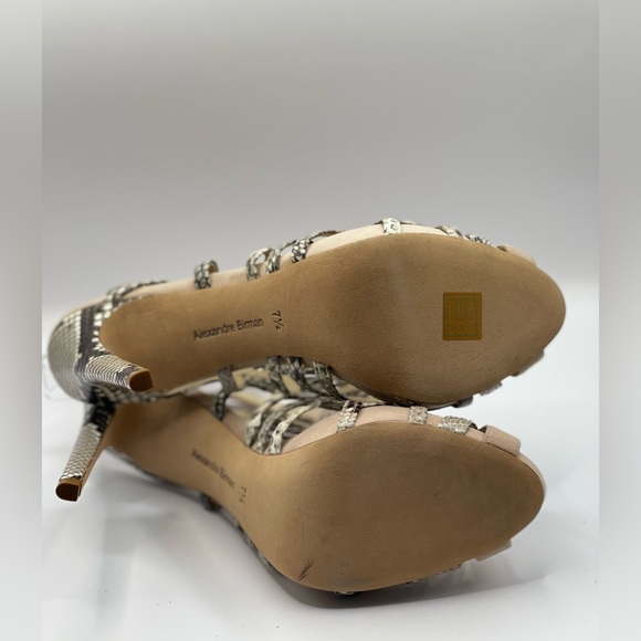 ALEXANDRE BIRMAN New! Snake Skin Python Salto Alto Sandals in Natural/Beige NIB - Picture 7 of 9